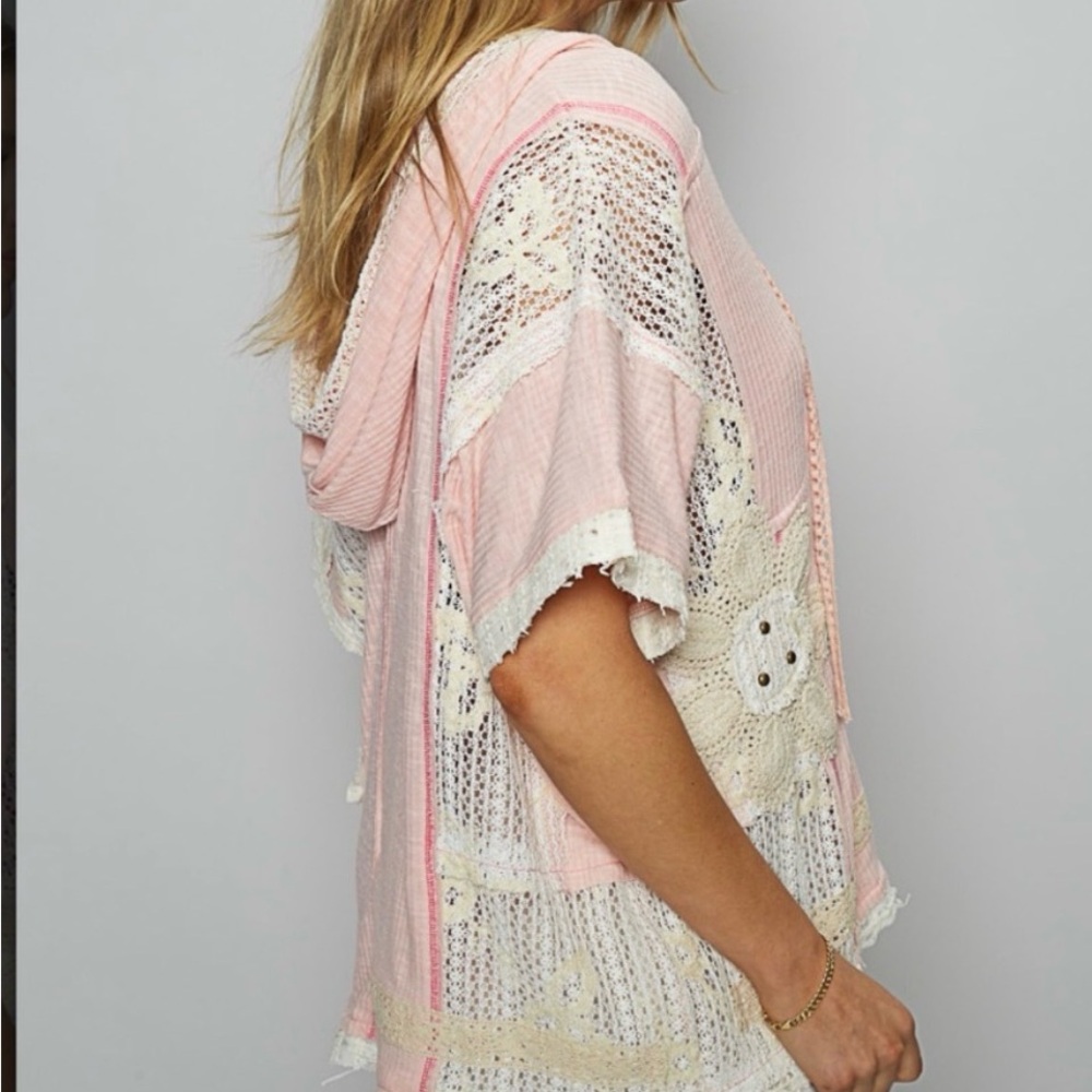 ✨ NWT POL Boho Lace Patchwork Oversized Hoodie Si… - image 3